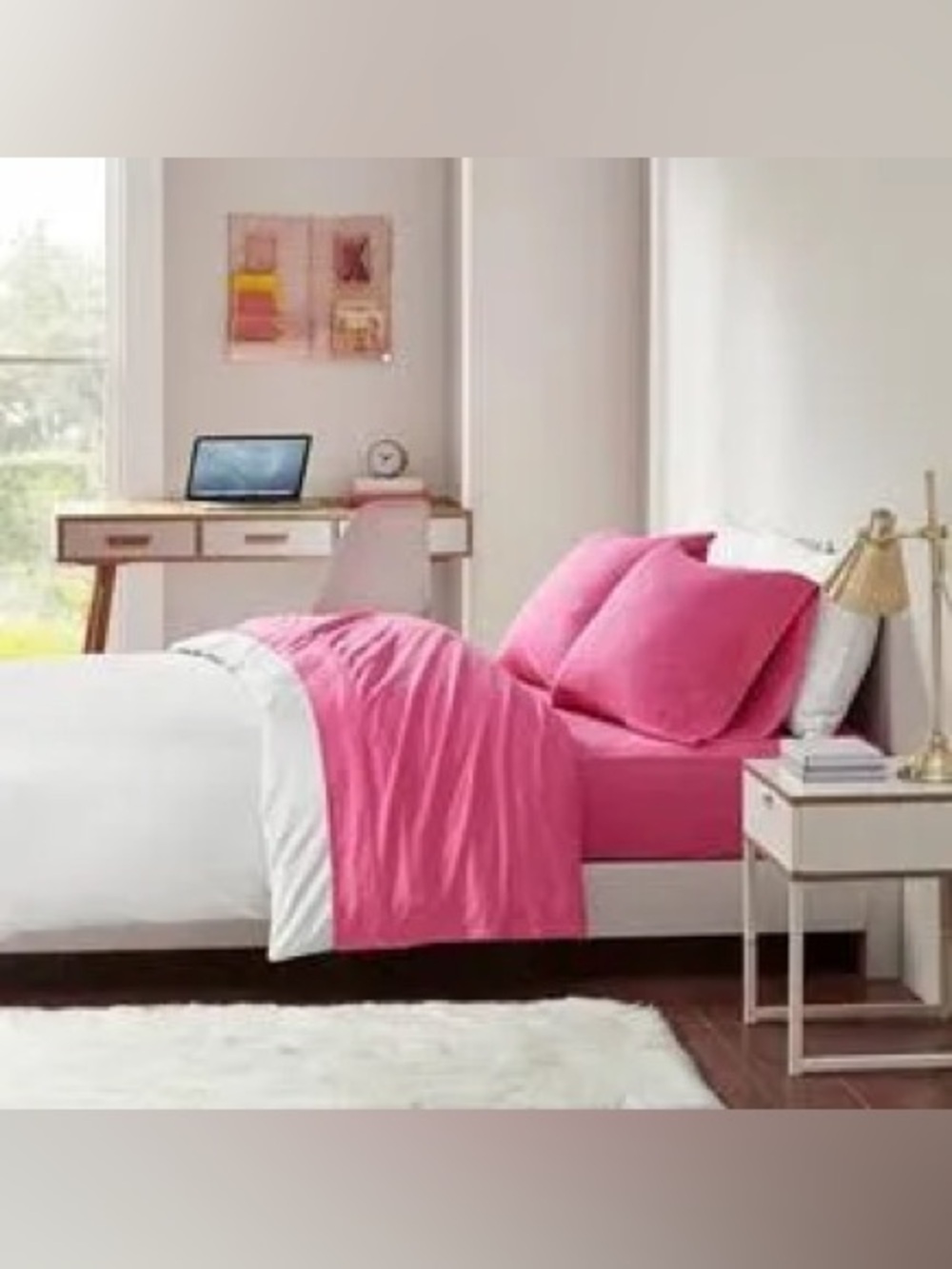 Jersey Knit Full Sheet Set in Pink